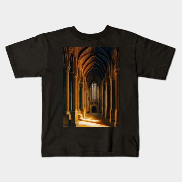 Chapel Interior - Medieval Catholic Church Kids T-Shirt by CursedContent